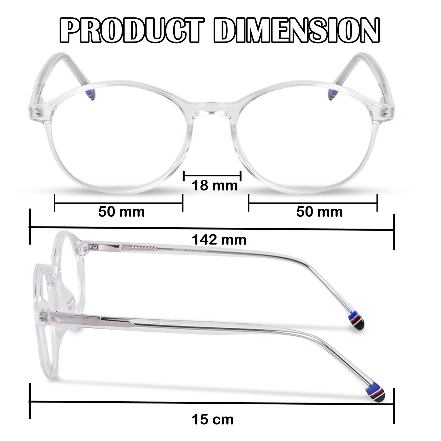 REDEX ROUND TRENDY UNISEX TRANSPARENT FULL FRAME