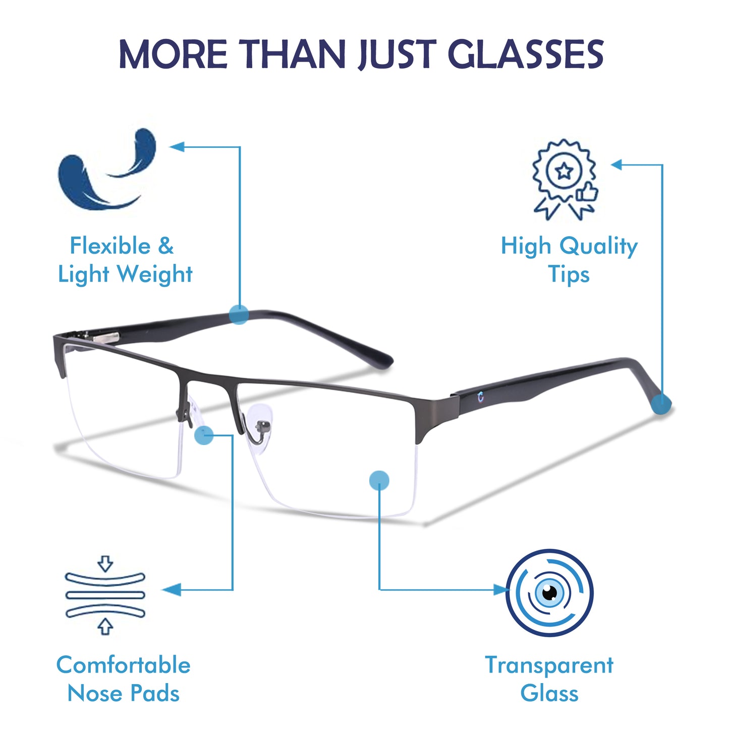 Redex Half Rim Bluecut Reading Glass For Unisex
