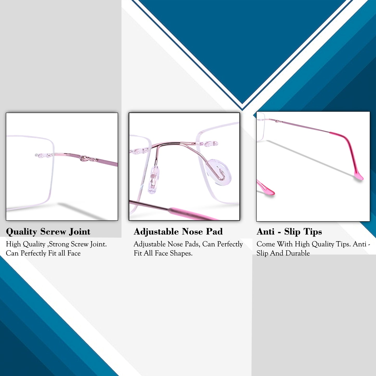 Redex Bluecut Reading Rimless Glass For Unisex