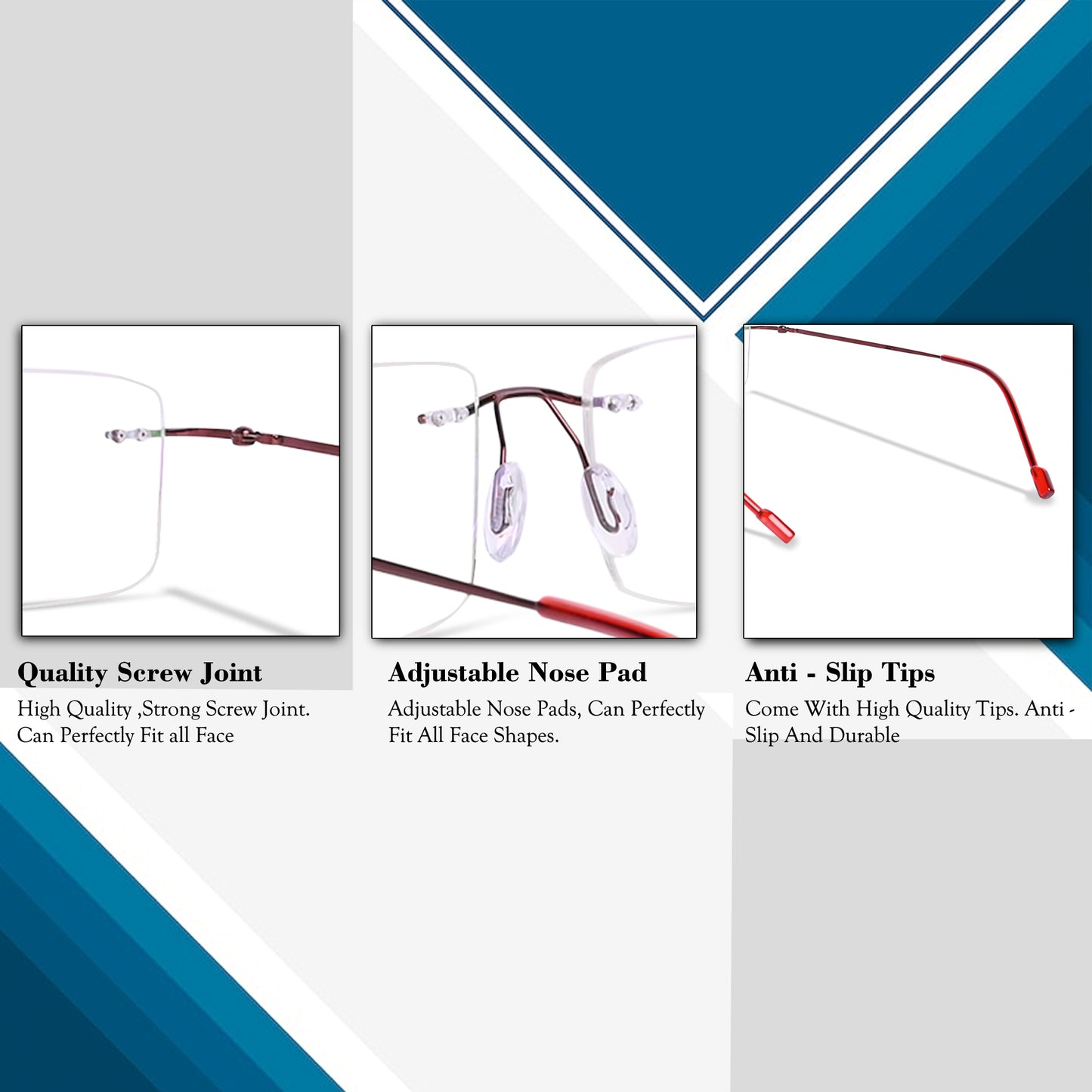Redex Bluecut Reading Rimless Glass For Unisex