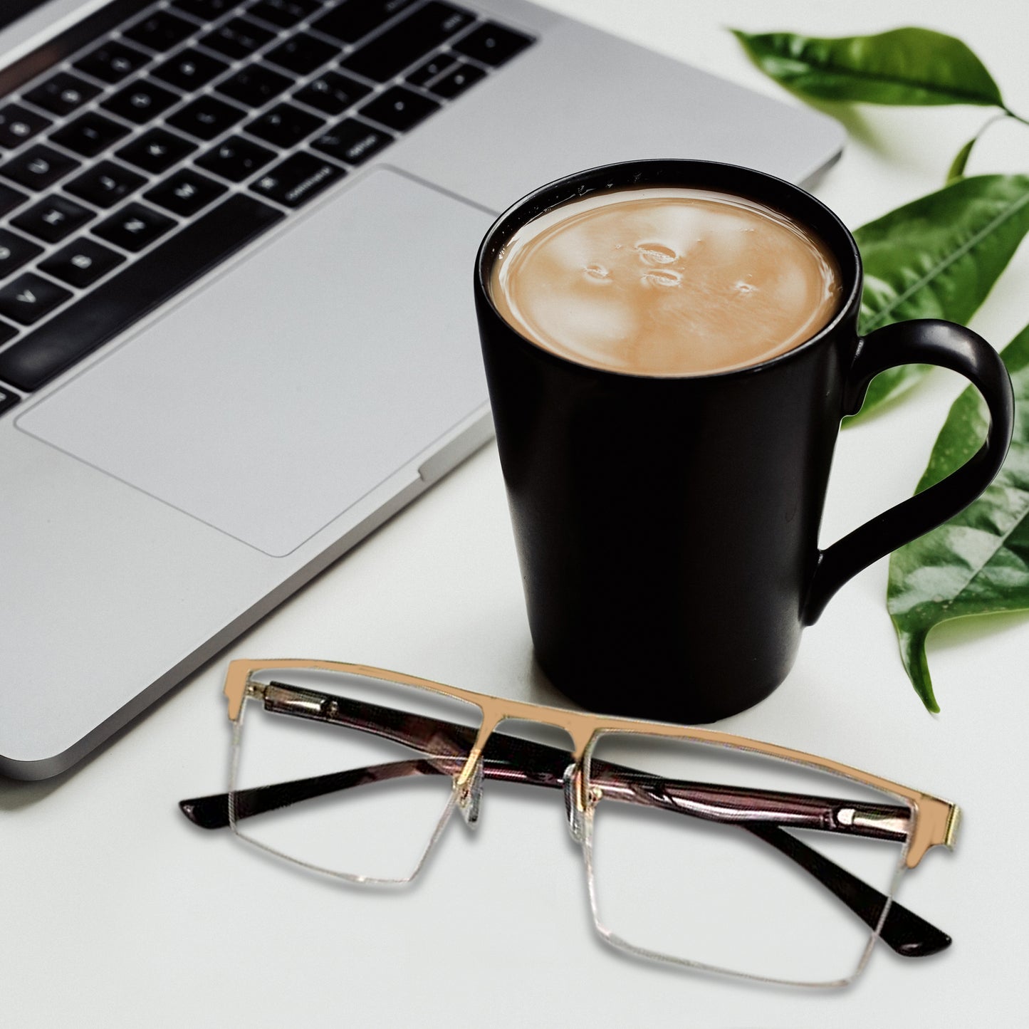 REDEX STYLISH RECTANGULAR UNISEX GOLDEN COLOR HALF RIM FRAME