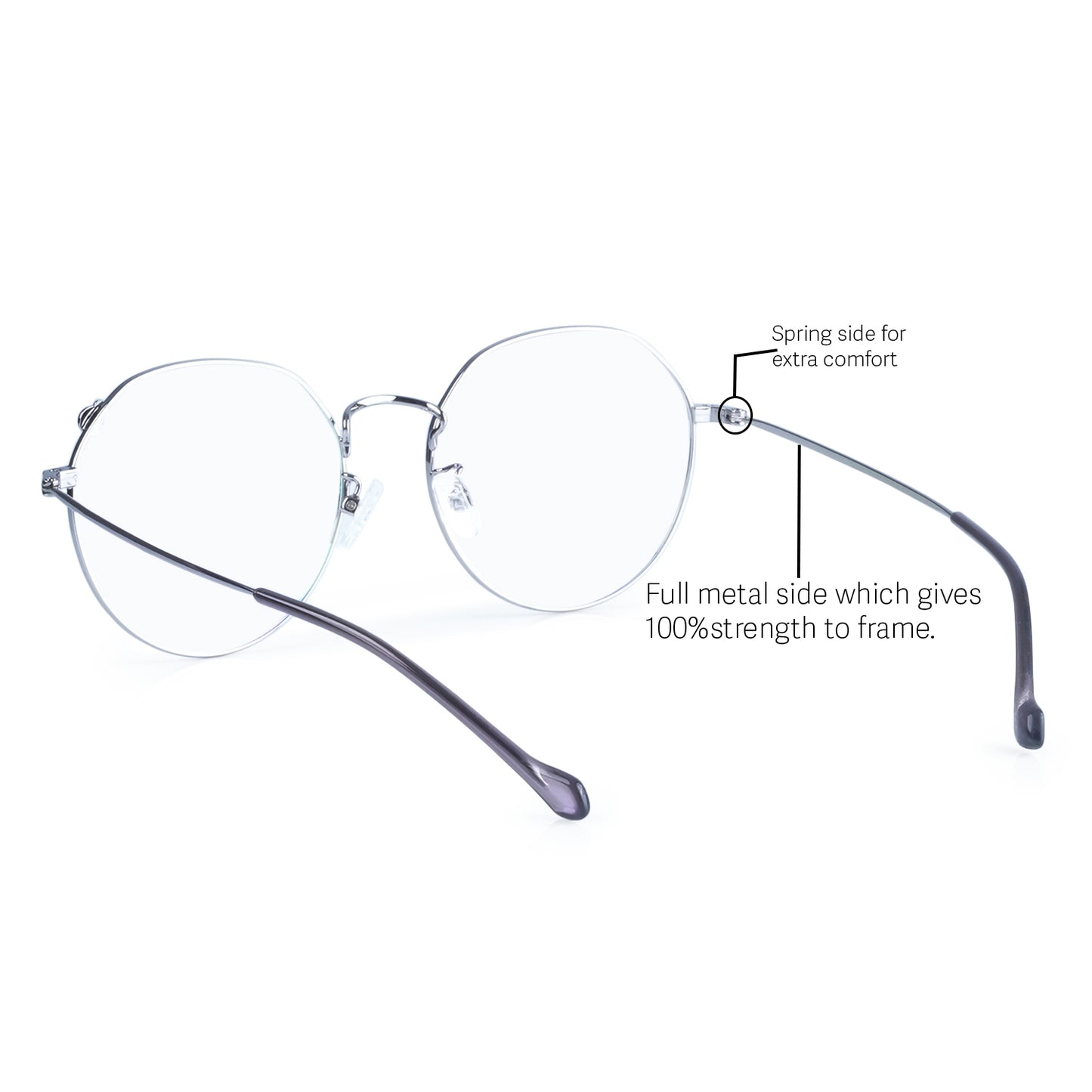 REDEX TRENDY ROUND UNISEX SILVER COLOR FULL FRAME