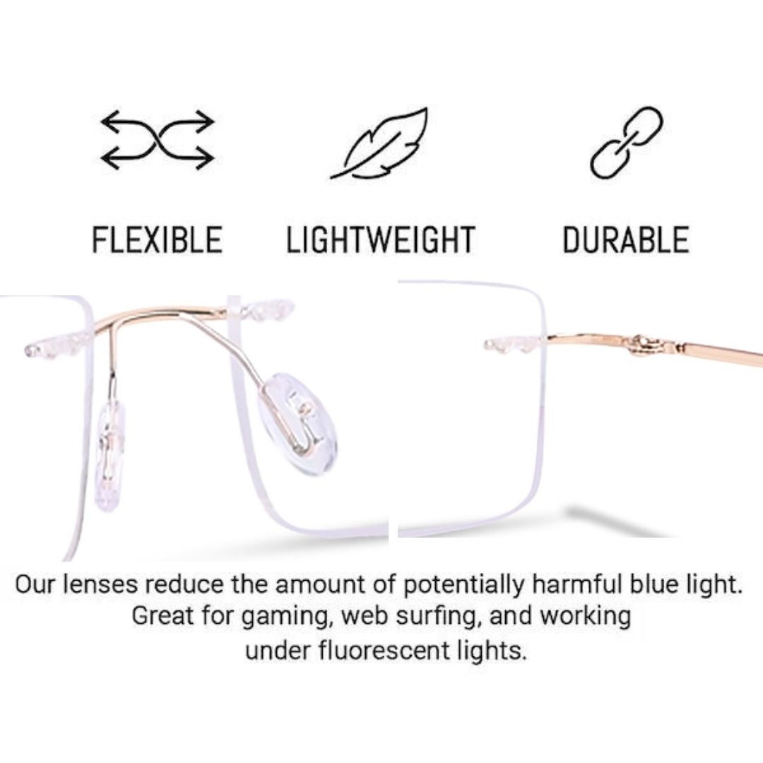 Redex Bluecut Reading Big Square Rimless Glass For Unisex