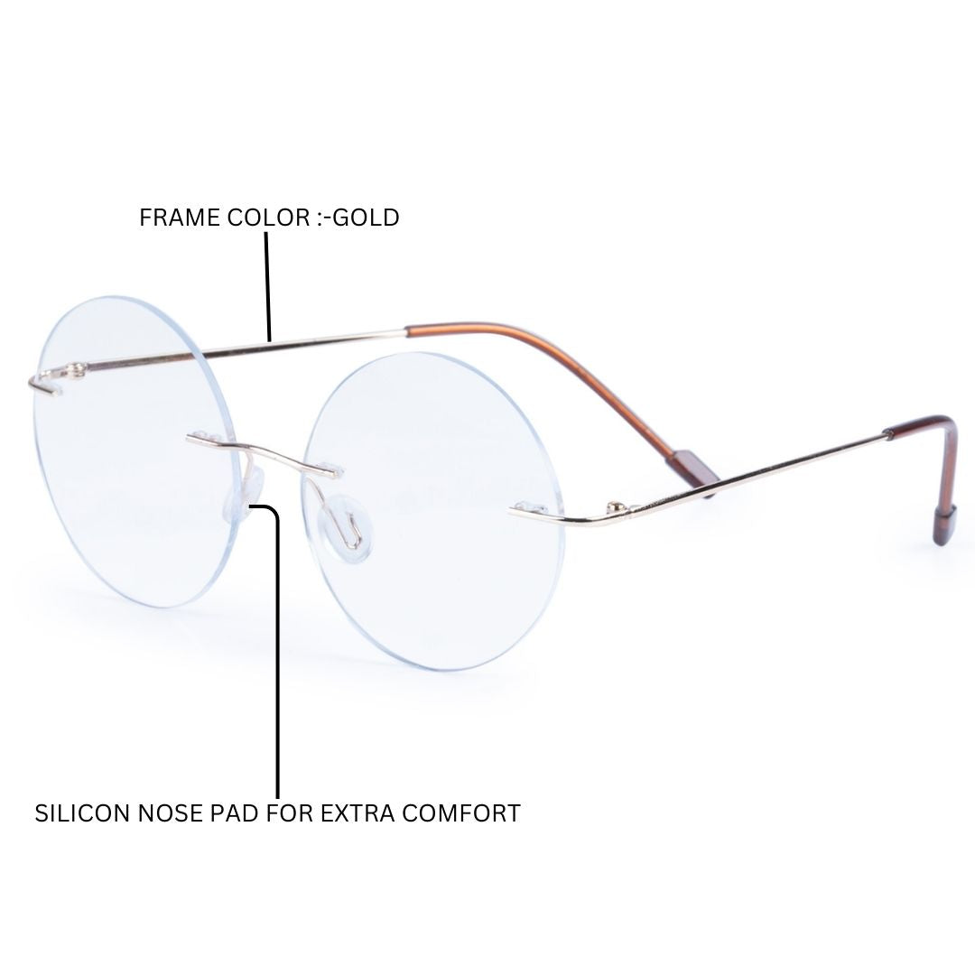 Redex Bluecut Reading Round Rimless Glass For Unisex