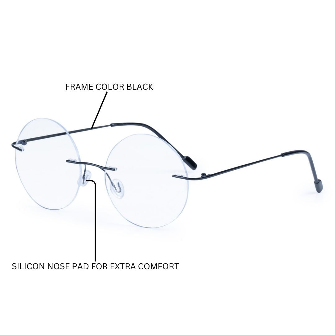 Rimless No Magnification Glasses Redex Bluecut Reading Round