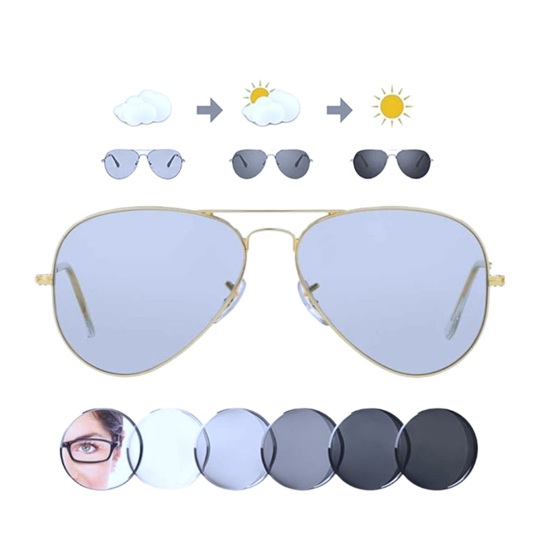 UV Protection Aviator Sunglasses Photocromatic (Free Size) (For Men & Women, Clear)