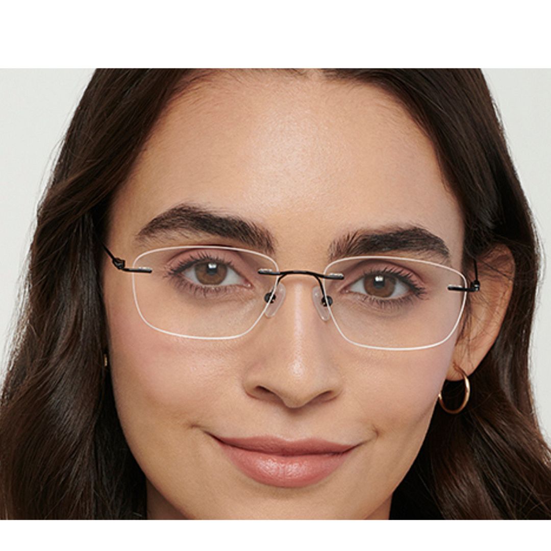 Rimless Big Square Anti Glare & Blue Cut Computer Glass