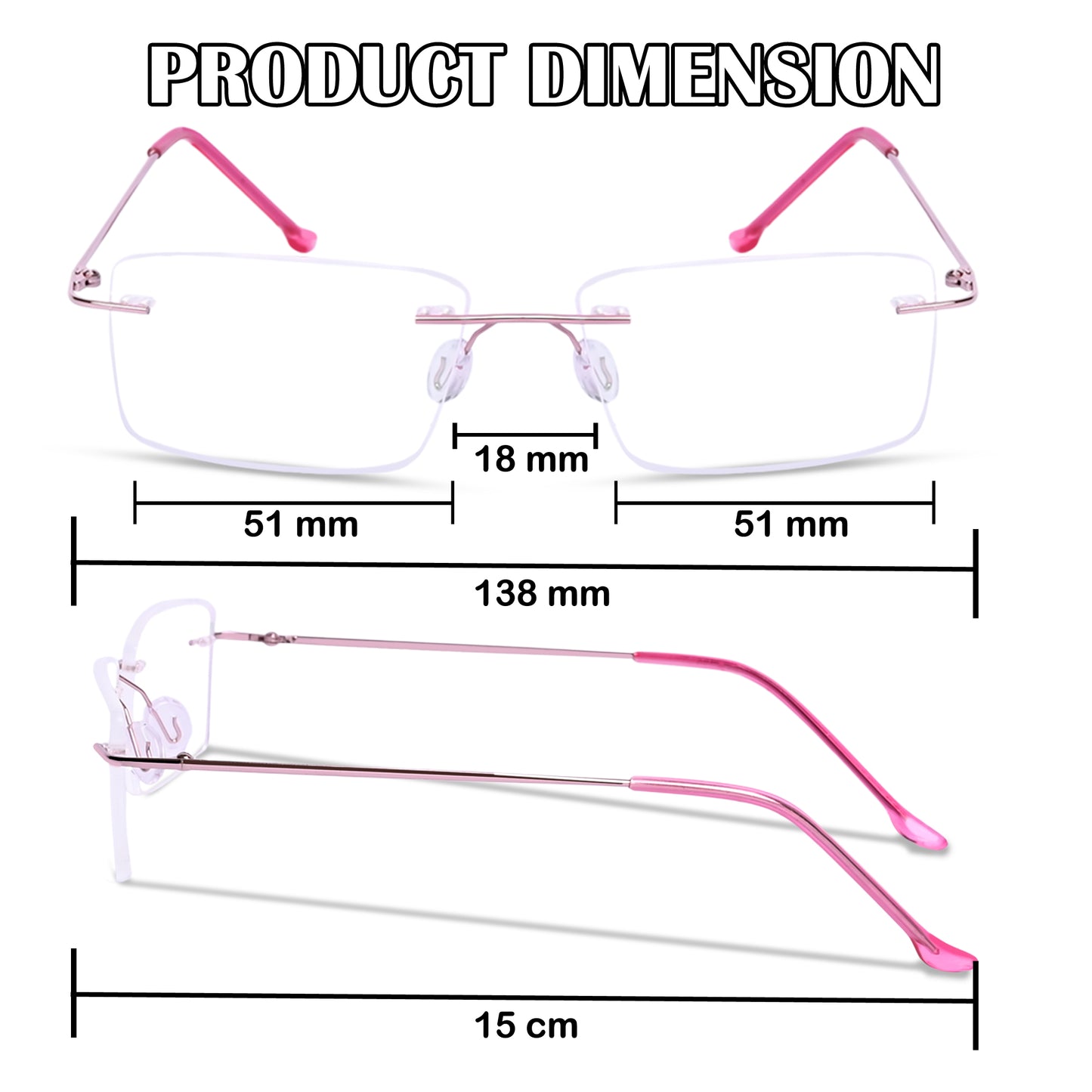 Redex  Bluecut Reading Rimless Glass For Unisex