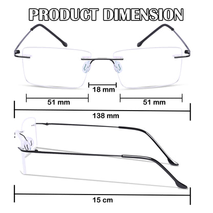 REDEX RECTUNGLAR UNISEX GREYCOLOR RIMLESS FRAME