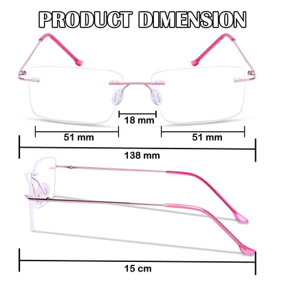 Redex Zero Power Blue-Cut Computer Glass Anti glare Block Harmful Rays Rimless Rectangle Eye wear Spectacle Eye Frame