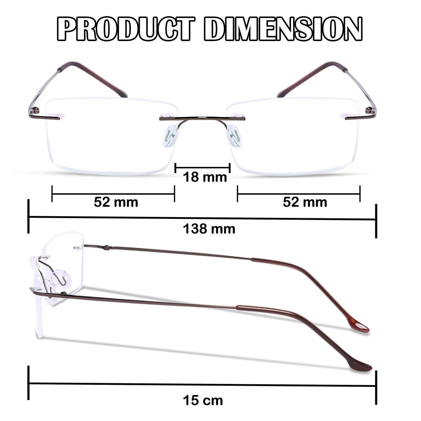 Redex  Bluecut Reading Rimless Glass For Unisex