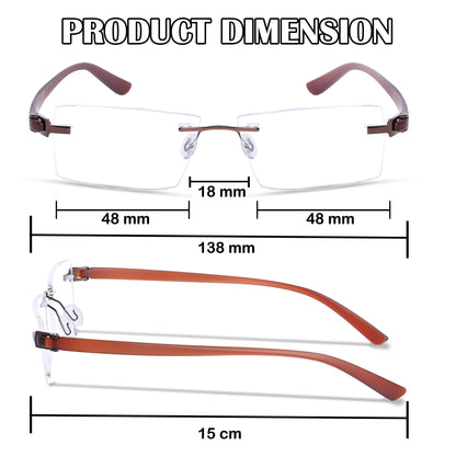 REDEX RECTUNGLAR UNISEX BROWN COLOR RIMLESS FRAME