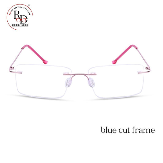 Redex Zero Power Blue-Cut Computer Glass Anti glare Block Harmful Rays Rimless Rectangle Eye wear Spectacle Eye Fram