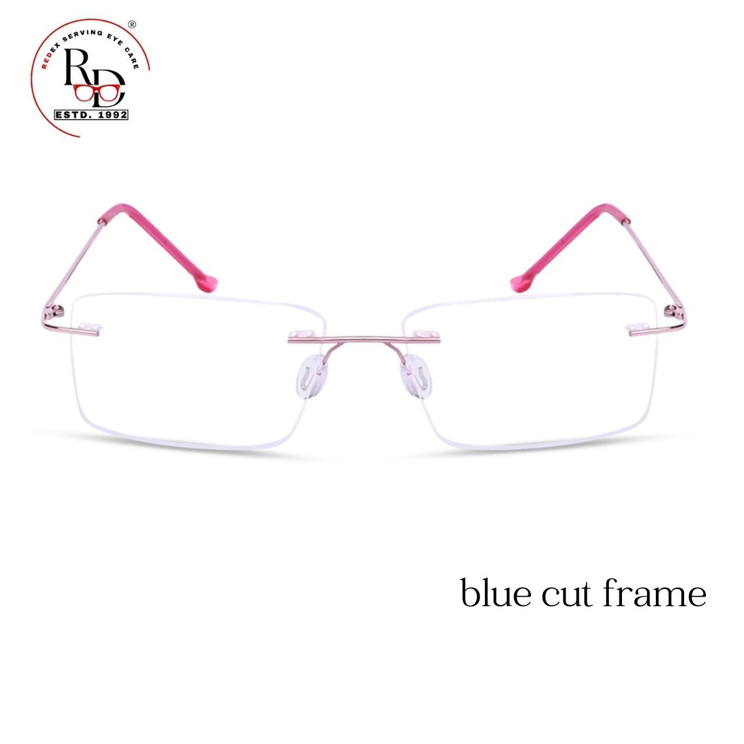 Redex Zero Power Blue-Cut Computer Glass Anti glare Block Harmful Rays Rimless Rectangle Eye wear Spectacle Eye Frame