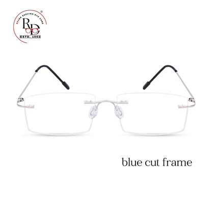 Redex Zero Power Blue-Cut Computer Glass Anti glare Block Harmful Rays Rimless Rectangle Eye wear Spectacle Eye Frame