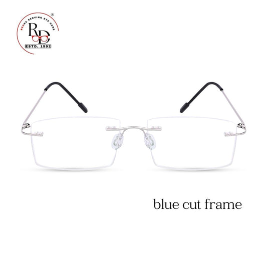 Redex Zero Power Blue-Cut Computer Glass Anti glare Block Harmful Rays Rimless Rectangle Eye wear Spectacle Eye Frame