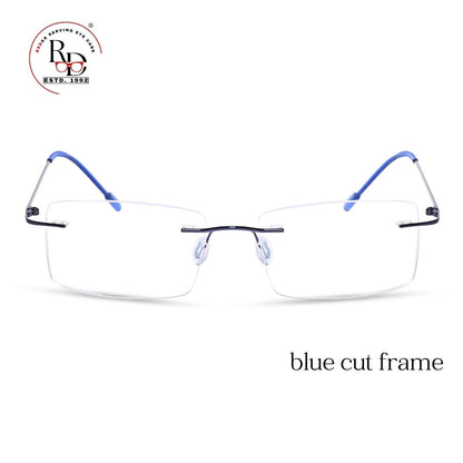 Redex Zero Power Blue-Cut Computer Glass Anti glare Block Harmful Rays Rimless Rectangle Eye wear Spectacle Eye Fram