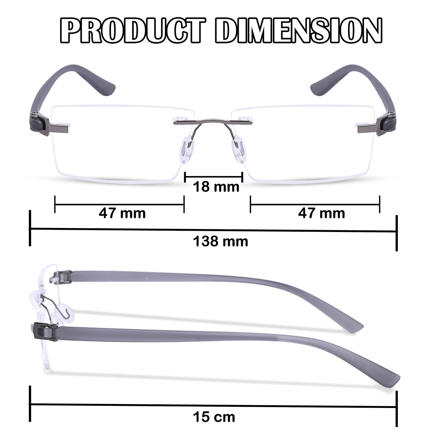 Redex  Bluecut Reading Rimless Glass For Unisex