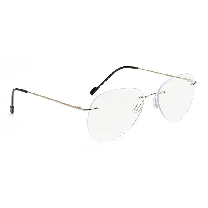 Rimless Aviator Anti Glare & Blue Cut Computer Glass For Men & Women (55 mm)