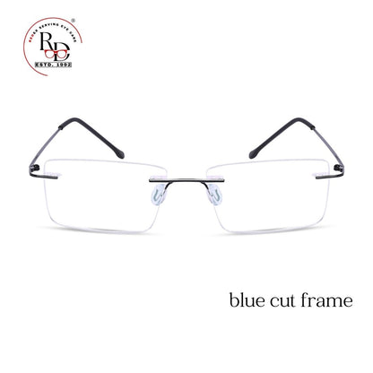 Redex Zero Power Blue-Cut Computer Glass Anti glare Block Harmful Rays Rimless Rectangle Eye wear Spectacle Eye Frame