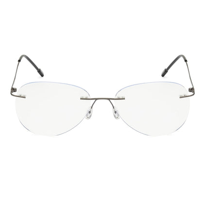 Rimless Aviator Anti Glare & Blue Cut Computer Glass For Men & Women (55 mm)