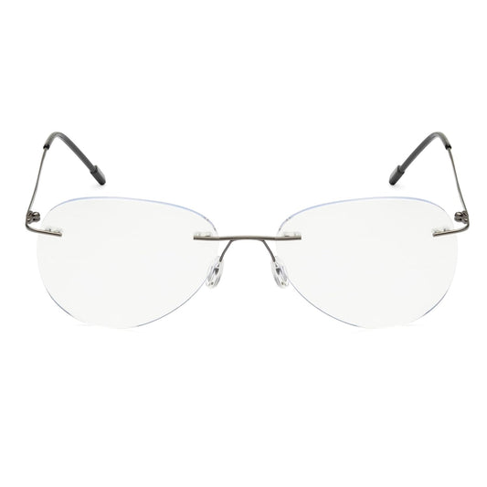 Rimless Aviator Anti Glare & Blue Cut Computer Glass For Men & Women (55 mm)