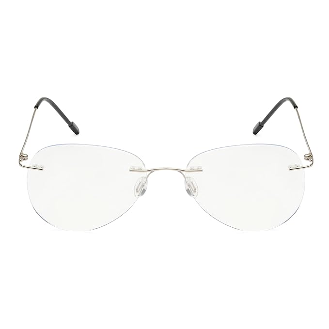 Rimless Aviator Anti Glare & Blue Cut Computer Glass For Men & Women (55 mm)