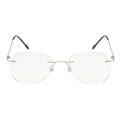 Rimless Aviator Anti Glare & Blue Cut Computer Glass For Men & Women (55 mm)