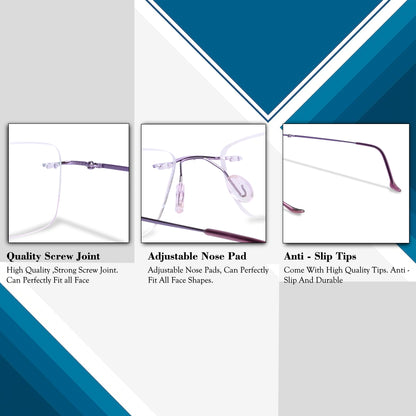 REDEX RECTUNGLAR UNISEX PURPLE COLOR RIMLESS FRAME