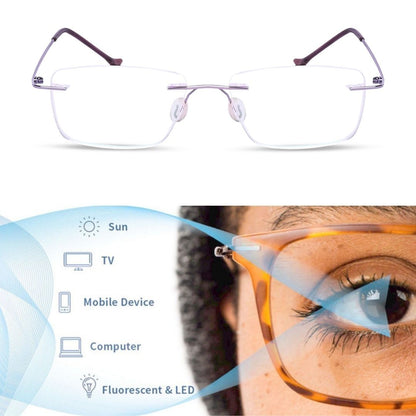 Redex Zero Power Blue-Cut Computer Glass Anti glare Block Harmful Rays Rimless Rectangle Eye wear Spectacle Eye Frame