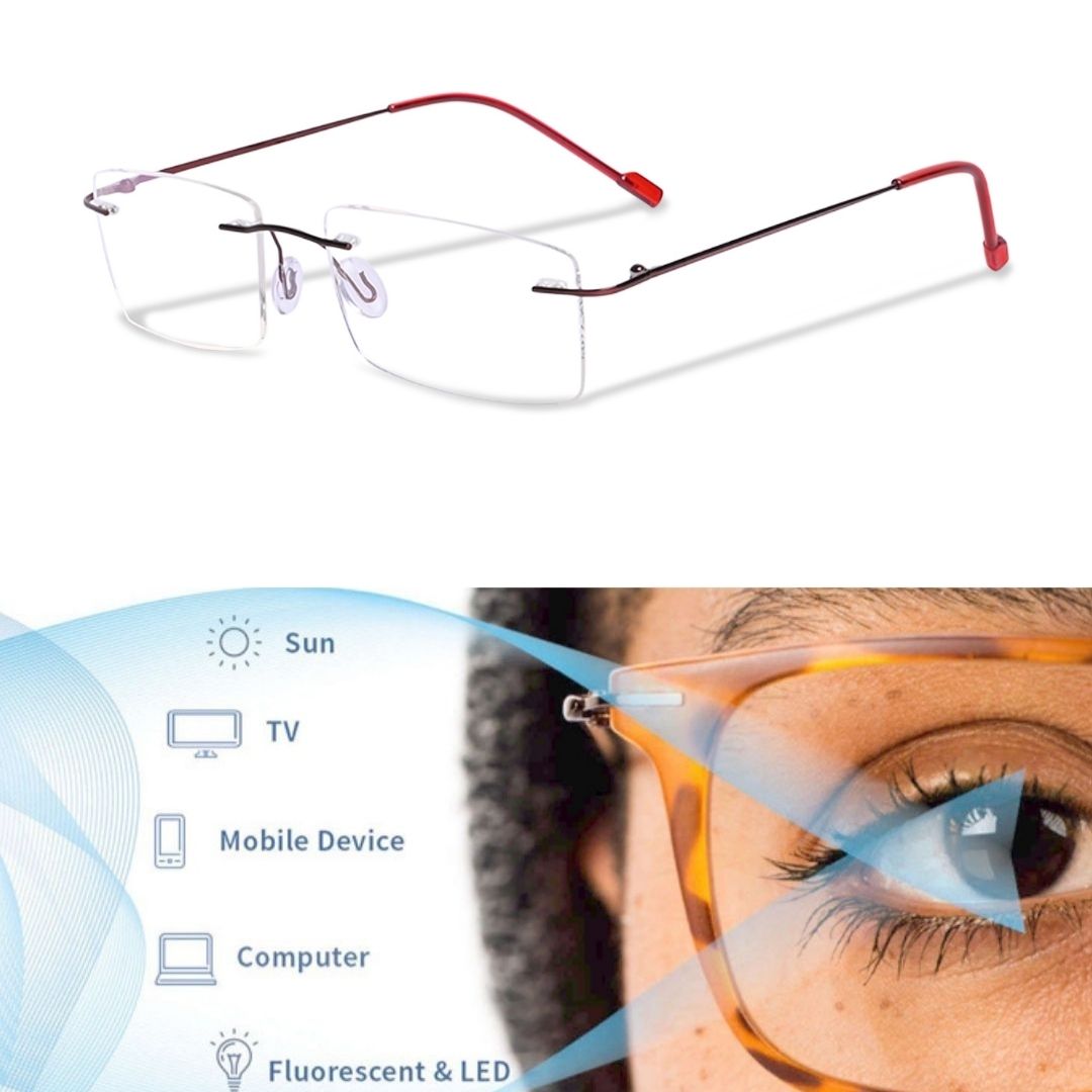 REDEX RECTUNGLAR UNISEX RED COLOR RIMLESS FRAME