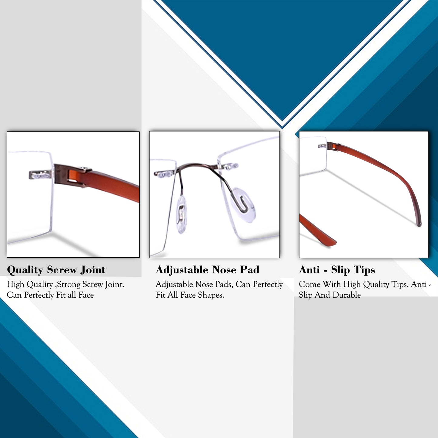 Redex  Bluecut Reading Rimless Glass For Unisex