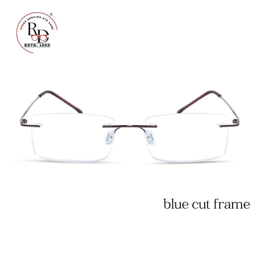 Redex Zero Power Blue-Cut Computer Glass Anti glare Block Harmful Rays Rimless Rectangle Eye wear Spectacle Eye Frame