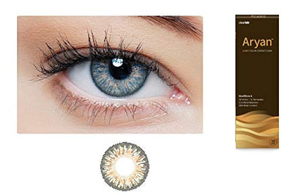 Aryan One Day Disposable Color Contact Lenses with Ultimate Hioxifilcon A, Daily Use Zero Power Lens for Men and Women - Caribbean Green (Pack of 5)