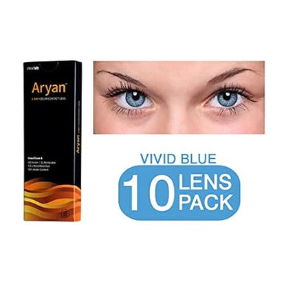 Aryan One Day Disposable Color Contact Lenses with Ultimate Hioxifilcon A, Daily Use Zero Power Lens for Men and Women - Caribbean Green (Pack of 5)