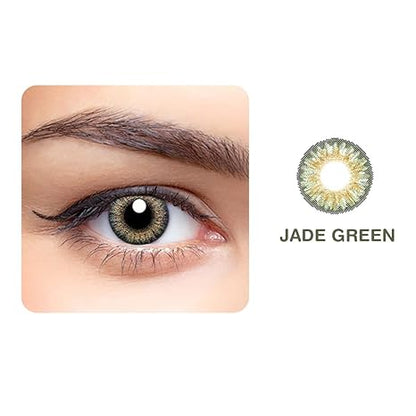 Aryan Super Premium Quarterly Disposable Color Contact lens most safest enthralling cosmetic lens for Men and Women 2 Pcs - Jade Green (-00 to -10.00))