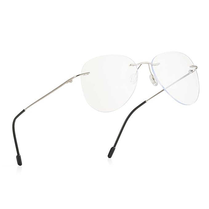 Rimless Aviator Anti Glare & Blue Cut Computer Glass For Men & Women (55 mm)