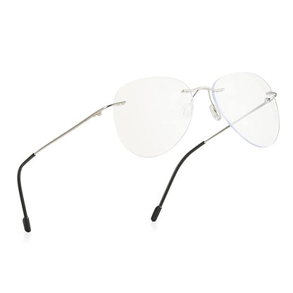 Rimless Aviator Anti Glare & Blue Cut Computer Glass For Men & Women (55 mm)