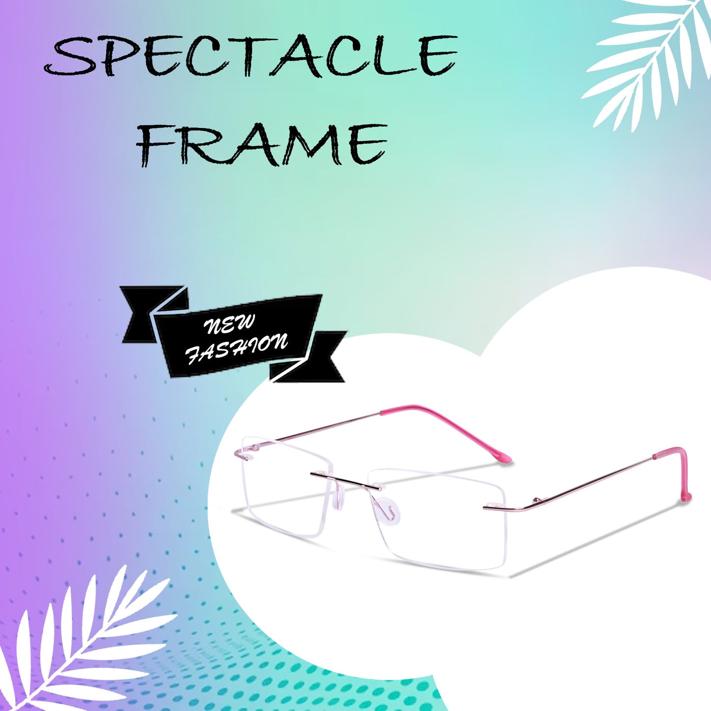 REDEX RECTUNGLAR UNISEX PINK COLOR RIMLESS FRAME