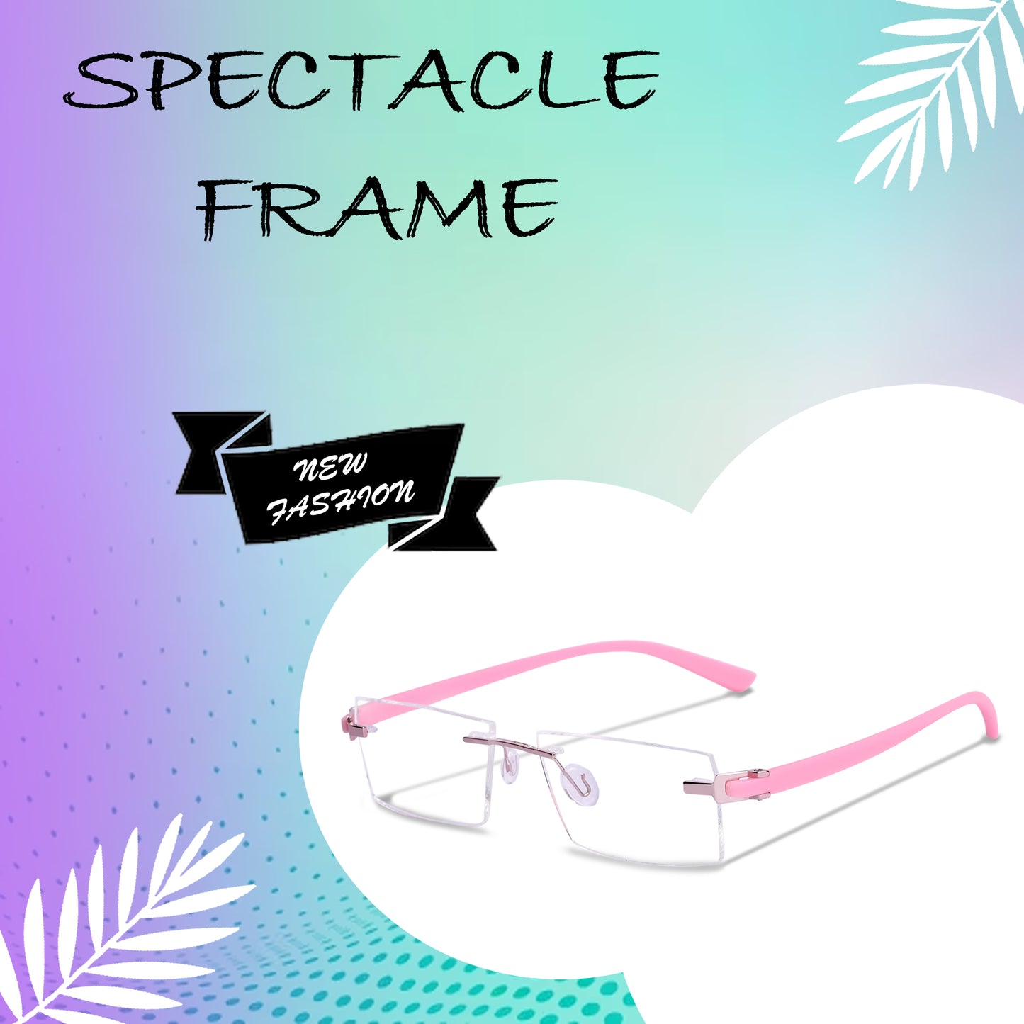 REDEX RECTUNGLAR UNISEX PINK COLOR RIMLESS FRAME