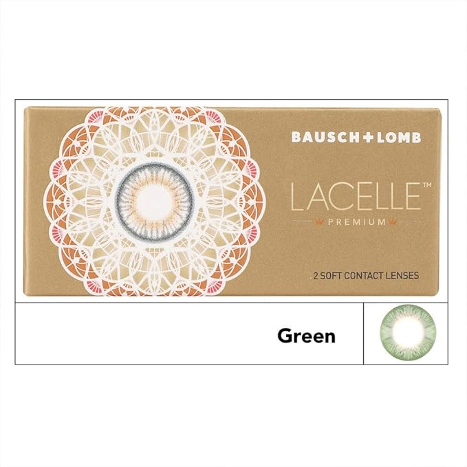 Bausch & Lomb Lacelle Premium Monthly Disposable Contact Lens (-00.00 to -10.00, Green, 2 Lenses)