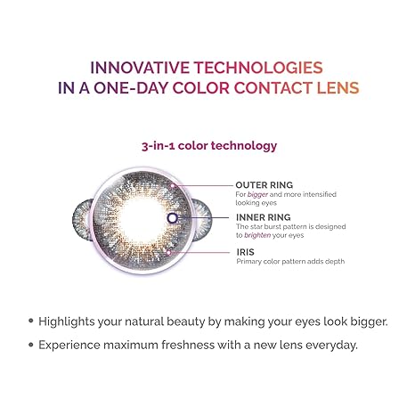 Alcon Freshlook Circle+Color - Daily Disposable Color Contact Lenses (-03.25, Allue Hazel, Pack of 10)