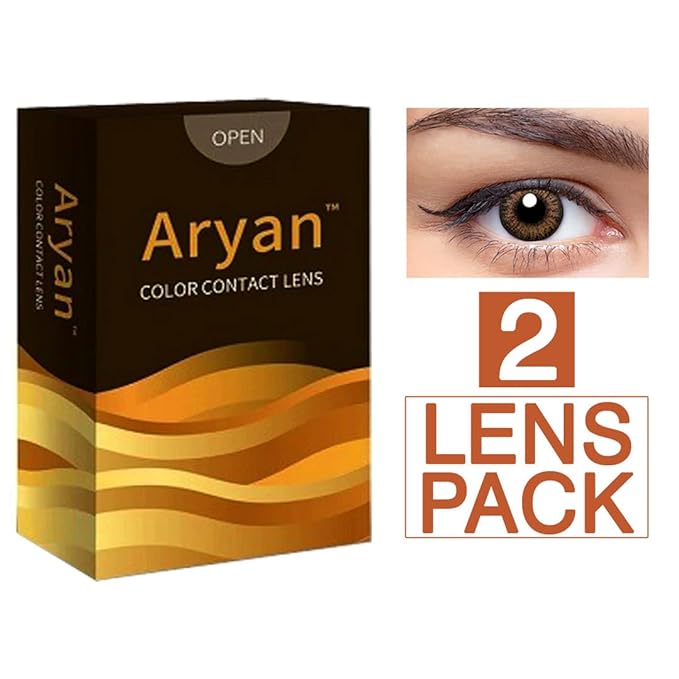 Aryan Super Premium Quarterly Disposable Color Contact lens most safest enthralling cosmetic lens for Men and Women 2 Pcs - Warm Brown (-1.75) Power