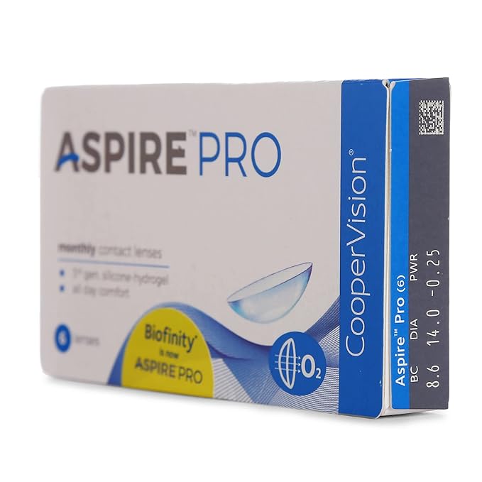 CooperVision ASPIRE PRO Monthly Disposable Spherical Silicone Hydrogel Lenses (6 Lenses/Box) (Power : - -00.00 to 11.50)