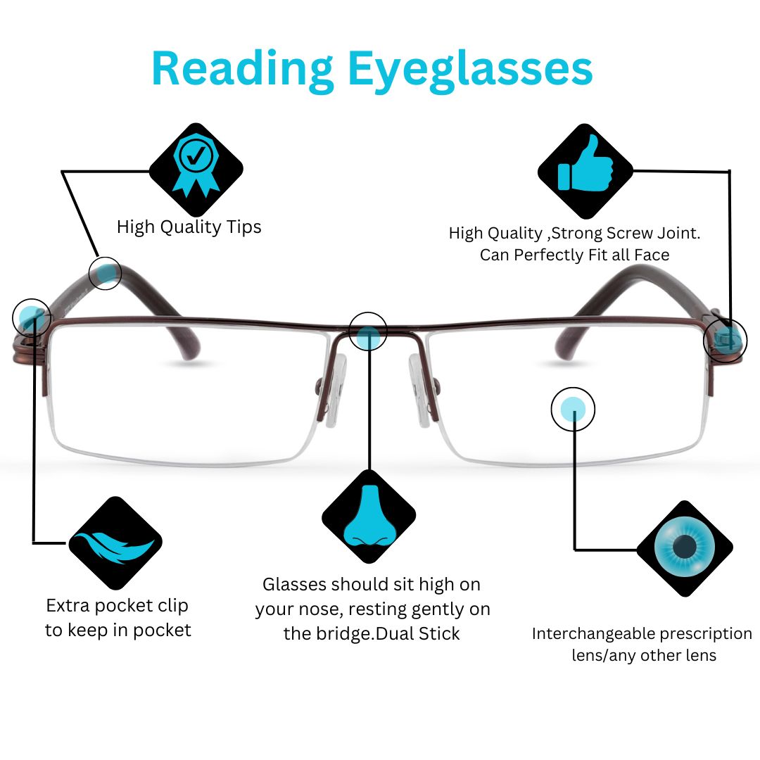Redex Half Rim  Rectangle Reading Glasses For men or women