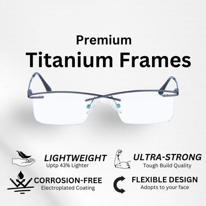 REDEX STYLISH RECTANGULAR  UNISEX GRAY COLOR HALF RIM FRAME