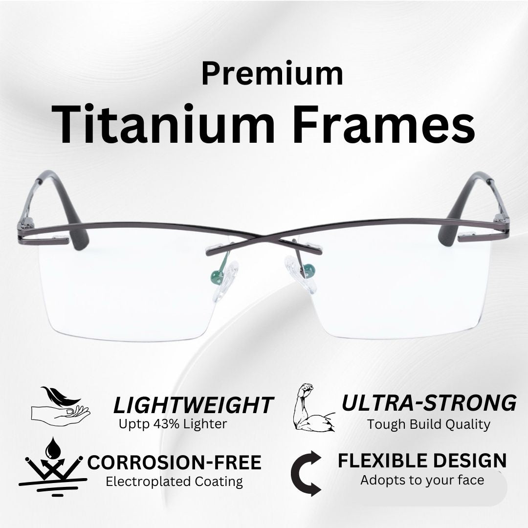 Redex  Bluecut Reading Rectangle Rimless Glass For Unisex