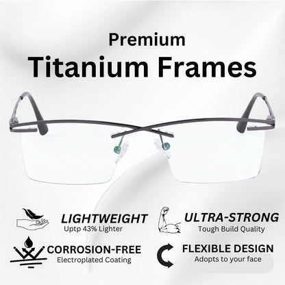 Redex  Bluecut Reading Rectangle Rimless Glass For Unisex