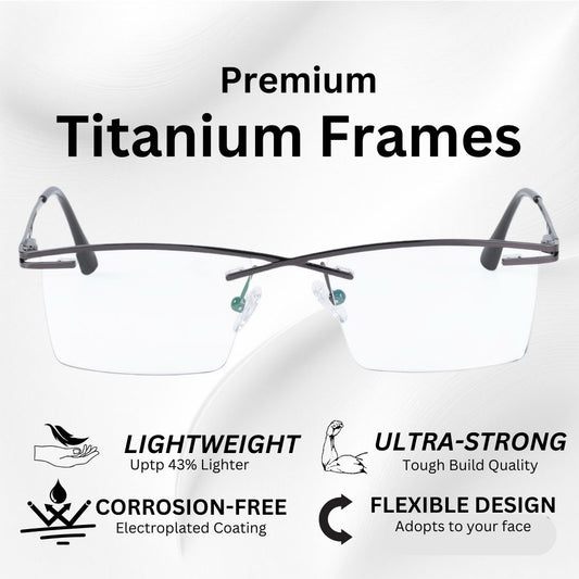 REDEX STYLISH RECTANGULAR  UNISEX BROWN COLOR HALF RIM FRAME