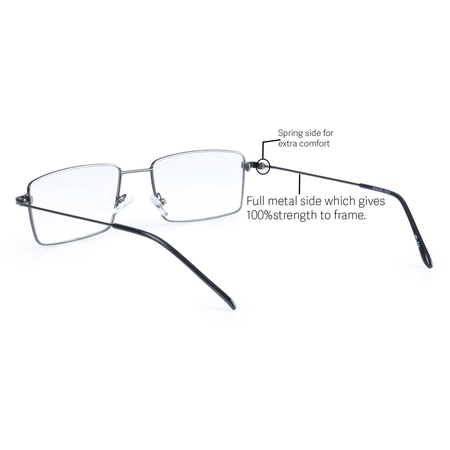 REDEX SLIM SIDE RECTUNGLAR UNISEX SILVER COLOR FULL FRAME